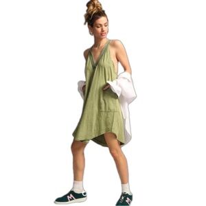 Anthropologie Daily Practice Green Sleeveless V-Neck Dress